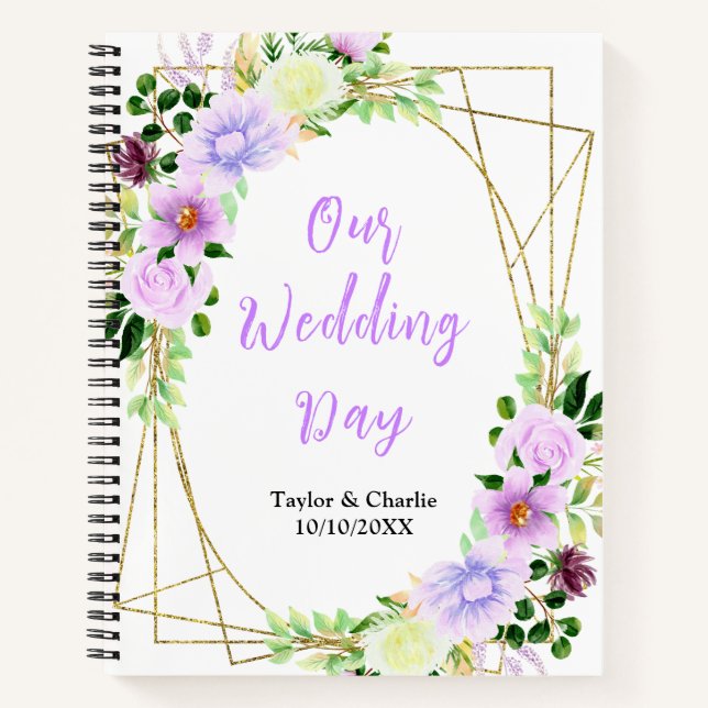 Cuaderno Spring Purple Floral Wedding Planner (Anverso)