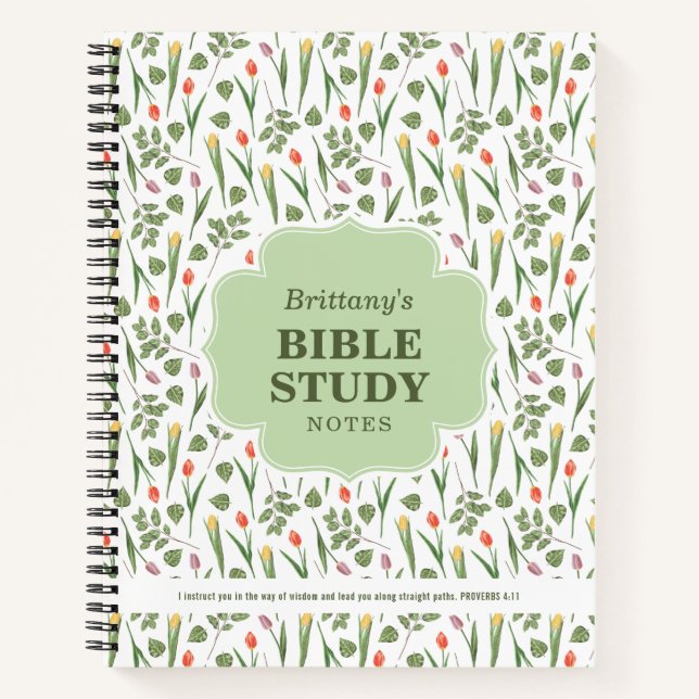Cuaderno Spring Tulips Pattern Personalized Bible Study (Anverso)