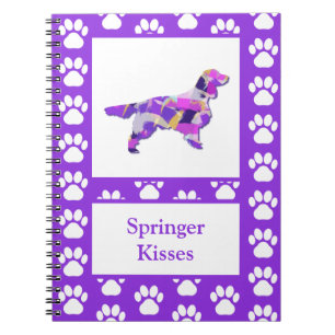 Cuaderno Springer Spaniel Dog Silhouette Paw Purple PY&B