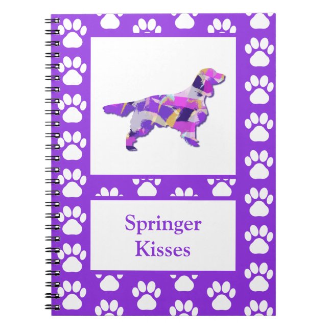 Cuaderno Springer Spaniel Dog Silhouette Paw Purple PY&B (Frente)