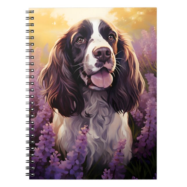 Cuaderno Springer Spaniel en el campo Lavender (Frente)