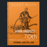 Cuaderno Sprinkler Fireman 70th Birthday Party Guest Book<br><div class="desc">Hermoso ilustracion vintage de un rociador. Un cuaderno de personalizable en espiral como libro de invitados de 70 años. Puede cambiar fácilmente el texto (fuente, tamaño, color y posición) y el color de fondo haciendo clic en el botón personalizar o personalizar. Disponible en portada dura. Cumpleaños coincidente salve la fecha...</div>