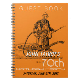 Cuaderno Sprinkler Fireman 70th Birthday Party Guest Book