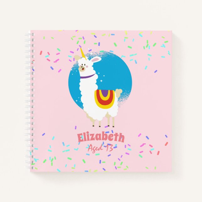 Cuaderno Sprinkles Llama Chicas unicornios adornan regalo l (Anverso)