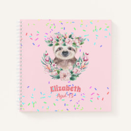Cuaderno Sprinkles SLOTH Boho Chicas Flores rosas Regalos C