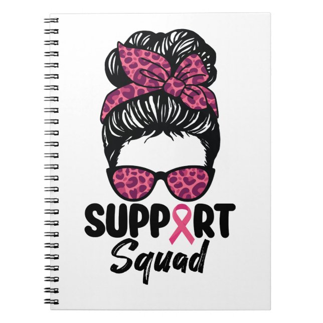 Cuaderno Squad Messy Bun Guerrero Rosa Cáncer de Mama (Frente)