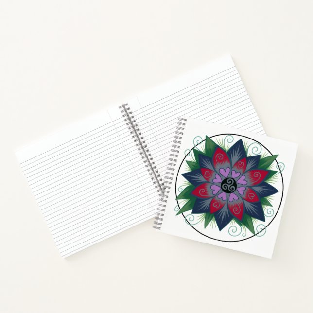 Cuaderno Square floral hearts mandala notebook (Interior)