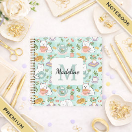 Cuaderno Square Notebook Personalized Tea Book Cats Green