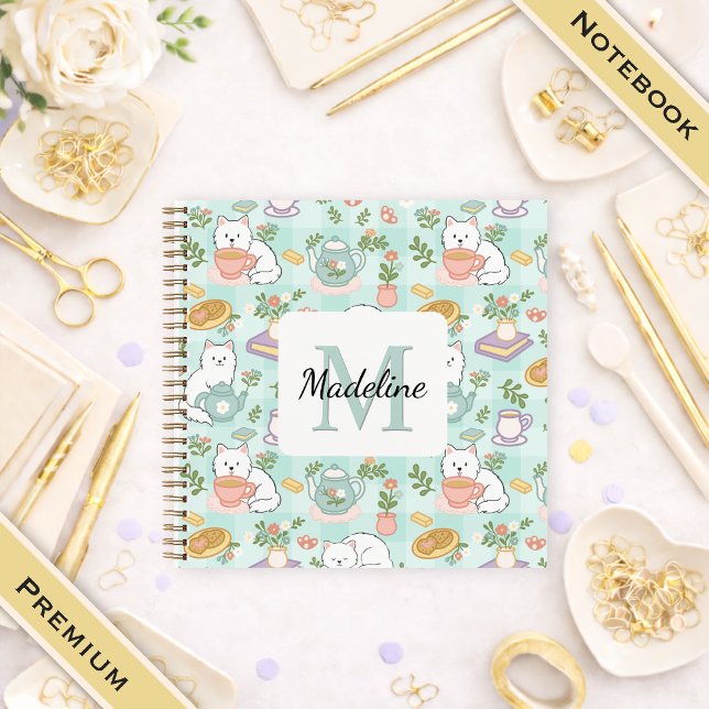 Cuaderno Square Notebook Personalized Tea Book Cats Green (Subido por el creador)