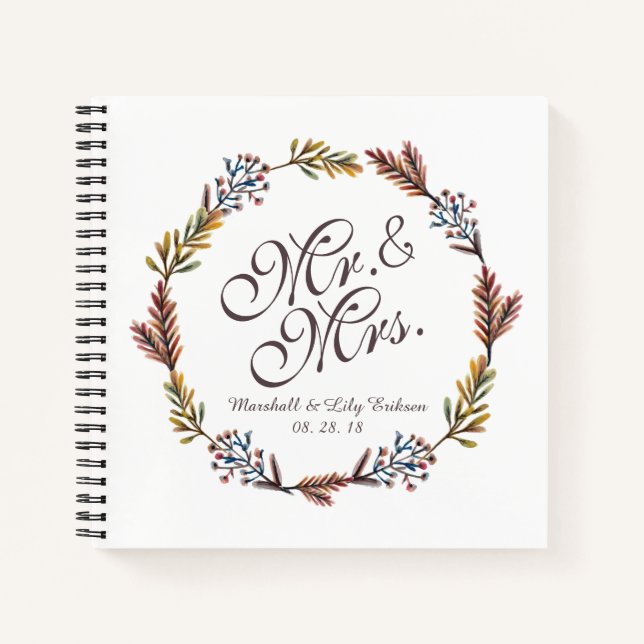 Cuaderno Sr. y la Sra. Simple Floral Boda Guestbook (Anverso)
