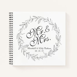 Cuaderno Sr. y la Sra. Simple Floral Boda Guestbook