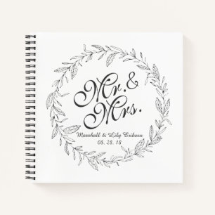 Cuaderno Sr. y la Sra. Simple Floral Boda Guestbook