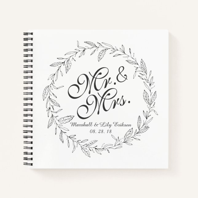 Cuaderno Sr. y la Sra. Simple Floral Boda Guestbook (Anverso)
