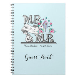 Cuaderno Sr. y Sr. Cute Boda Gay Personalizado Libro de Inv
