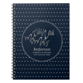 Cuaderno Sr. y Sra. Boda Navy Blue Silver Love Hearts