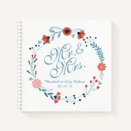 Cuaderno Sr. y Sra. Cute Floral Wreath Boda Guestbook