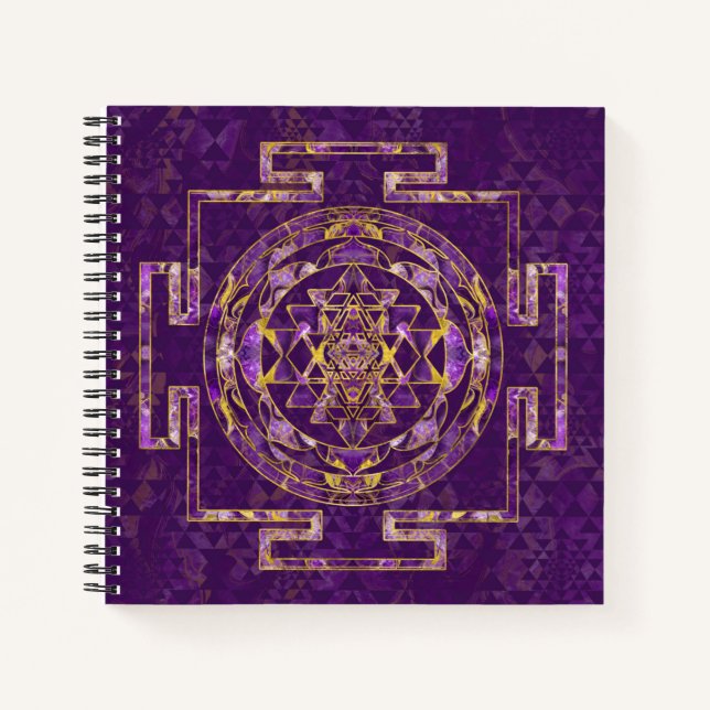 Cuaderno Sri Yantra / Sri Chakra Amethyst y oro (Anverso)