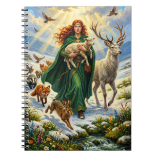 Cuaderno St Brigid Diosa de la Primavera Animales del Bosqu