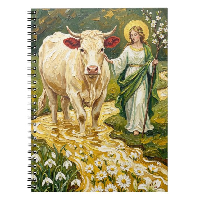 Cuaderno St. Brigid y la vaca blanca (Imbolc) (Frente)