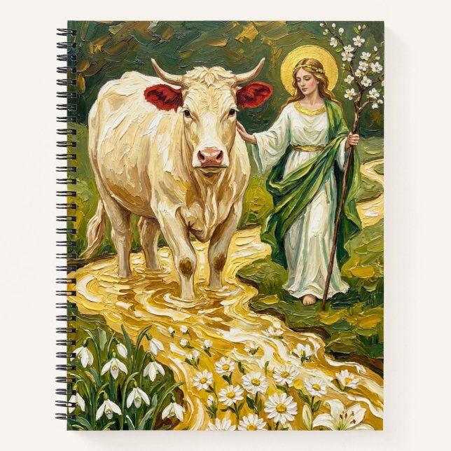 Cuaderno St. Brigid y la vaca blanca (Imbolc) (Anverso)