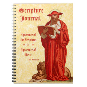Cuaderno St. Jerome como cardenal con la escritura de los l