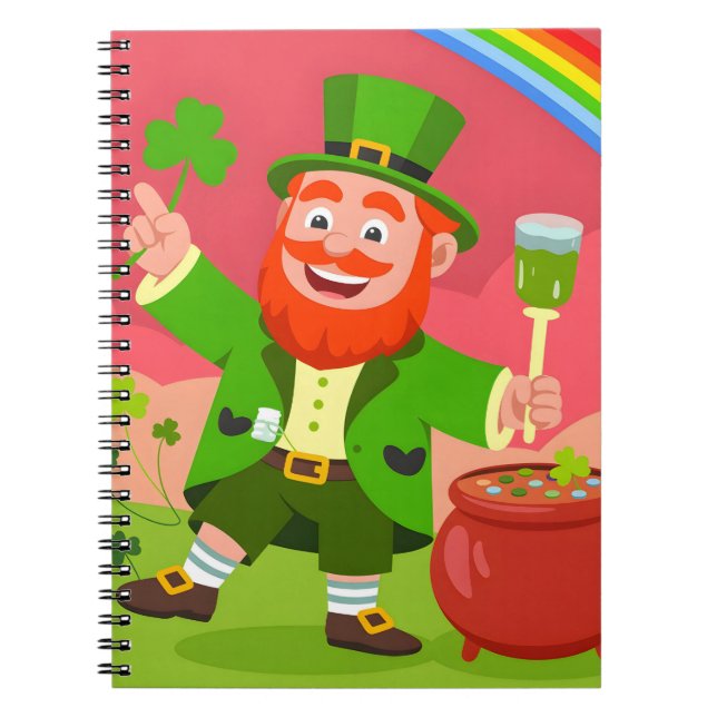 Cuaderno St. Patrick's Day Leprechaun Illustration  (Frente)