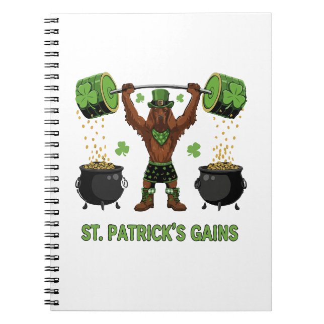Cuaderno St. Patrick's Gains Funny Weightlifting Irish Sett (Frente)