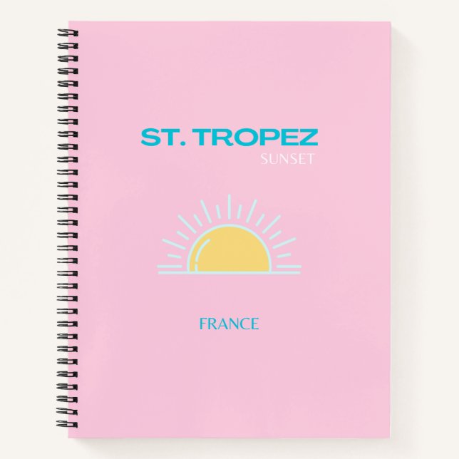 Cuaderno St Tropez, Francia, Preppy, Rosa (Anverso)