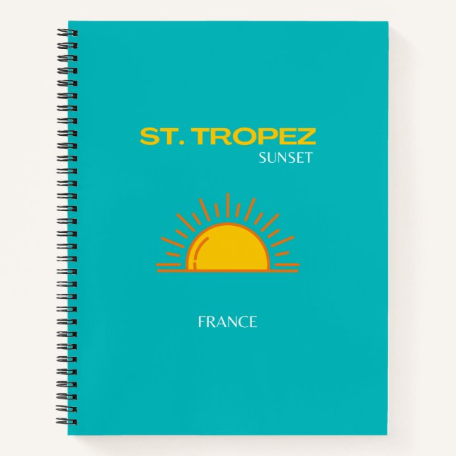 Cuaderno St Tropez, Sunset, Arte de Viajes, Turquesa (Anverso)