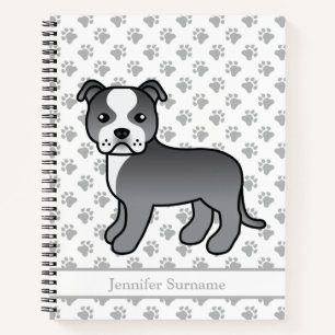 Cuaderno Staffie azul y blanco Perro de dibujos animados li