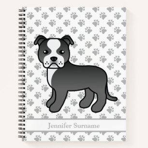 Cuaderno Staffie Blanco Y Negro Perro De Dibujos Animados L