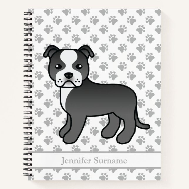Cuaderno Staffie Blanco Y Negro Perro De Dibujos Animados L (Anverso)