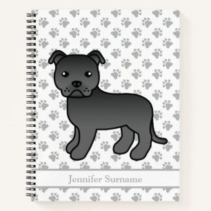 Cuaderno Staffie inglés negro lindo perro de dibujos animad