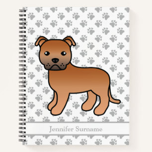Cuaderno Staffie inglés rojo lindo perro de dibujos animado