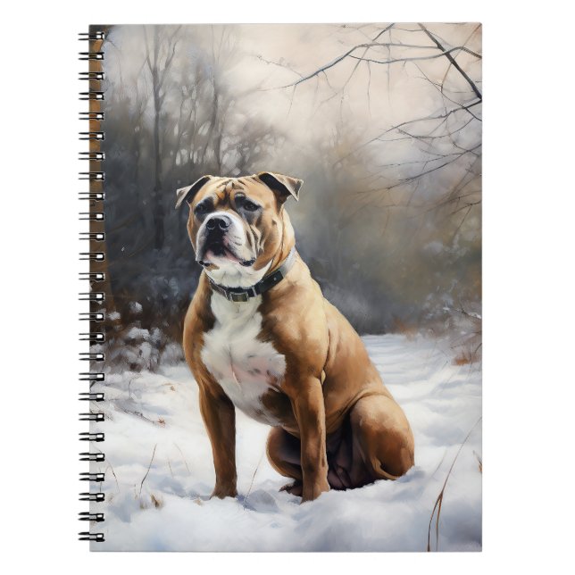 Cuaderno Staffordshire Bull Terrier Deja Que Nieva Navidade (Frente)