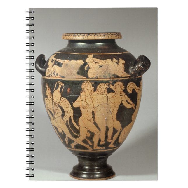 Cuaderno Stamnos, escena de Dionysiac, Etruscan rojo-figuró (Frente)