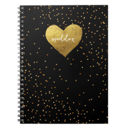 Cuaderno Starbusts Purpurinoso de oro y negro personalizado