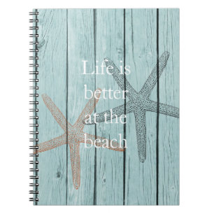 Cuaderno Starfish Beach Blue Faux Wood
