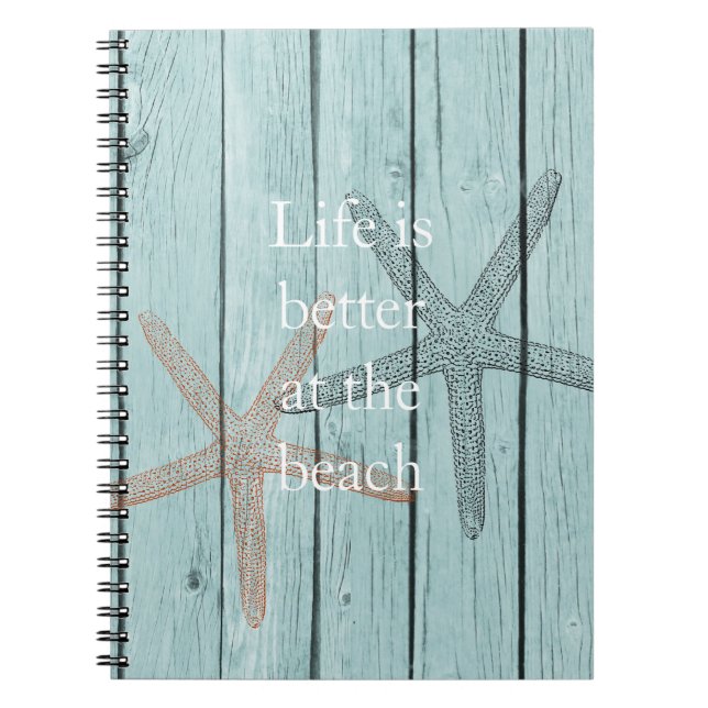 Cuaderno Starfish Beach Blue Faux Wood (Frente)