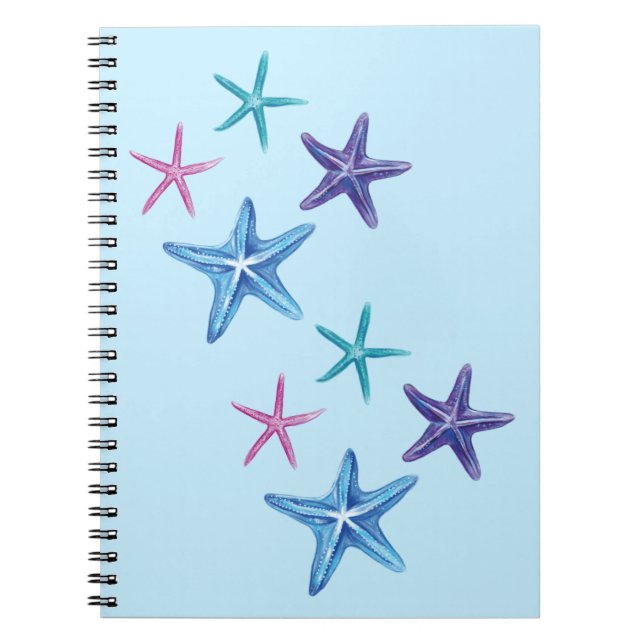 Cuaderno Starfish colorido (azul, púrpura, rosa, turquesa) (Frente)