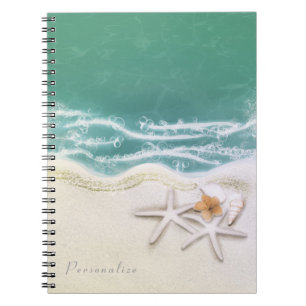 Cuaderno Starfish en la playa Mar Verde azulado Agua Elegan