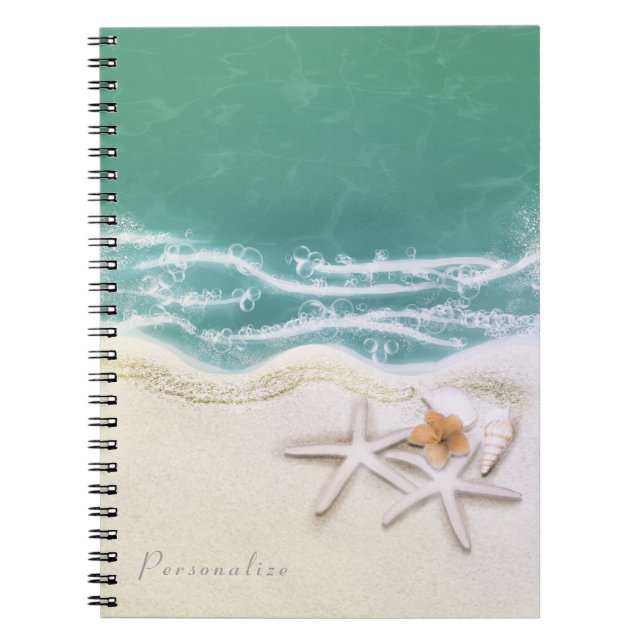 Cuaderno Starfish en la playa Mar Verde azulado Agua Elegan (Frente)