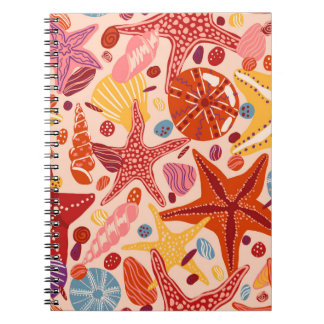 Cuaderno Starfishes, cáscaras y piedras dibujadas a mano pl
