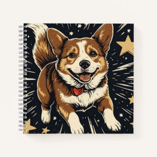 Cuaderno Starlit Corgi - Encanto de Linocut Celestial