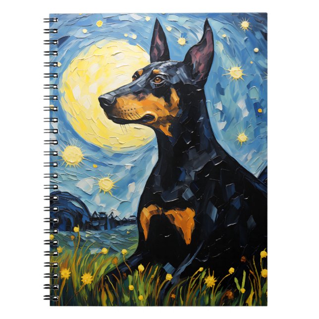 CUADERNO STARRRY NOCHE DOBERMAN PINSCHER PERRO (Frente)