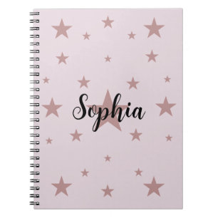 Cuaderno Starry Pink: Bloc de notas en espiral personalizad