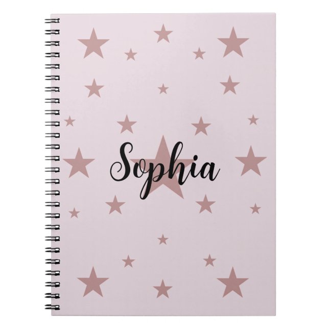 Cuaderno Starry Pink: Bloc de notas en espiral personalizad (Frente)
