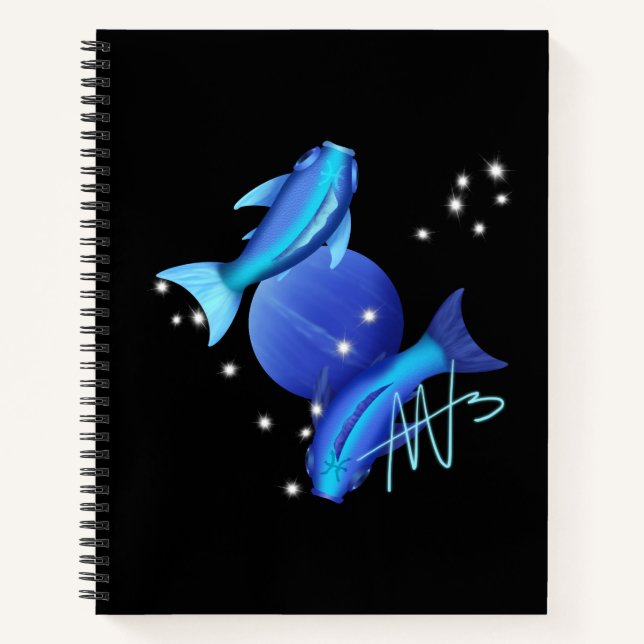Cuaderno Starry Pisces Neptune Zodiac Spiral (Anverso)