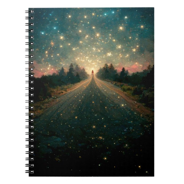 Cuaderno Starry Road Fantasy Paisaje Sci-Fi (Frente)