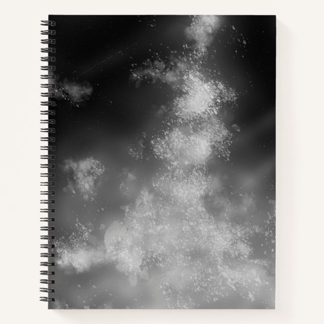 Cuaderno Stars Night Sky Midnight gris monocrom Vía Láctea (Anverso)